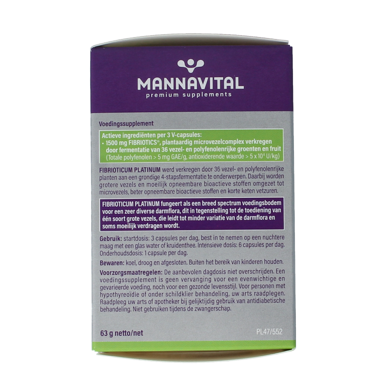 Mannavital Fibrioticum platinum 90 Vegetarische capsules