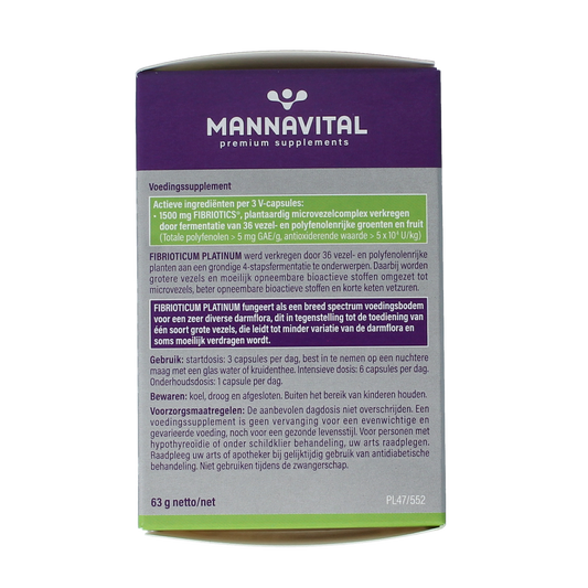 Mannavital Fibrioticum platinum 90.00 Vegetarische capsules