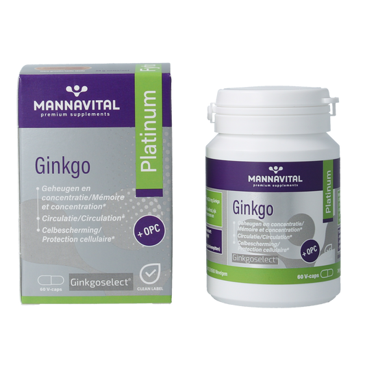Mannavital Ginkgo platinum 60.00 Vegetarische capsules