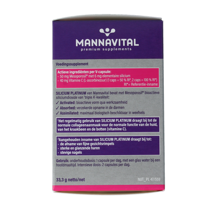 Mannavital Silicium platinum 90.00 Vegetarische capsules