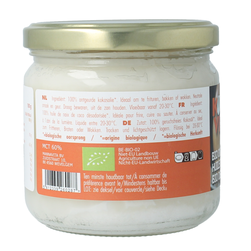 Kokovita Kokosolie geurloos bio 325 Milliliter