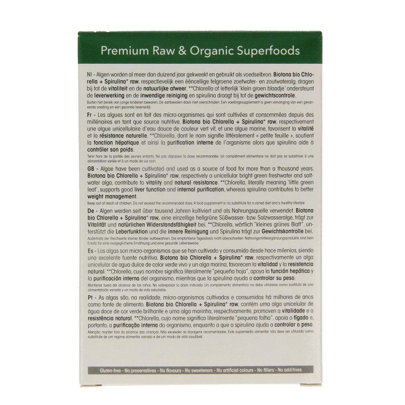 Biotona Chlorella spirulina shots 2.2 gram bio 20 Stuks