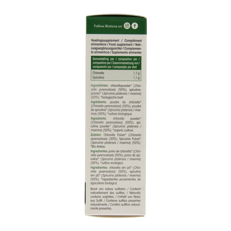 Biotona Chlorella spirulina shots 2.2 gram bio 20 Stuks