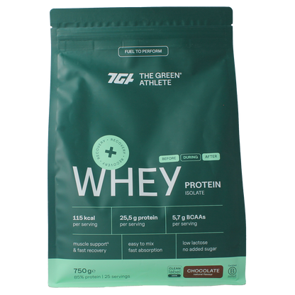 The Green Athlete Whey protein isolate chocolate 750.00 Gram