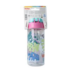 Nuby Beker zacht rietje drukknop roze 540ml 4+ jaar 1 Stuks