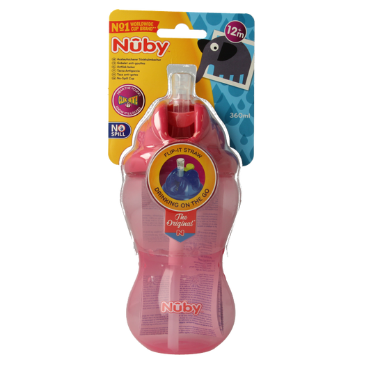 Nuby Flip it 360ml 12+ maanden roze 1 Stuks