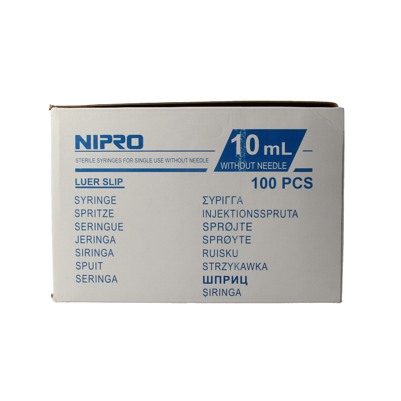 Nipro Injectiespuit luer 10ml 3-delig 100 Stuks