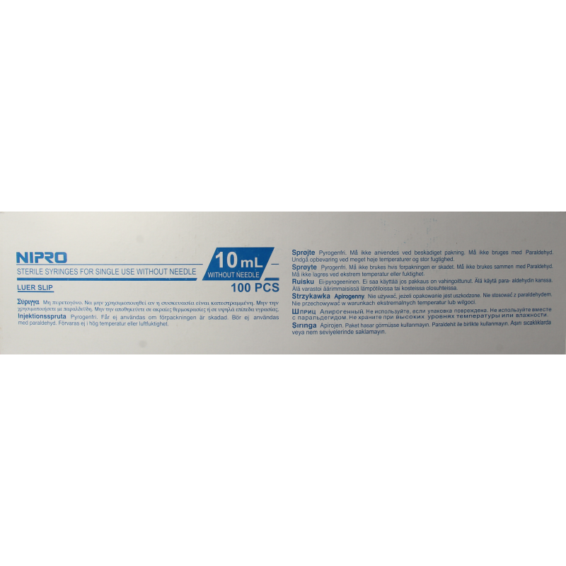 Nipro Injectiespuit luer 10ml 3-delig 100 Stuks