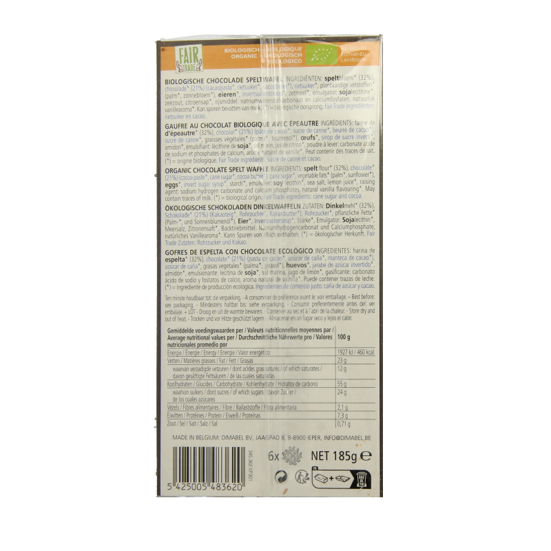 Biscovit Chocolade wafel bio 185 Gram