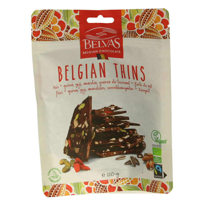 Belvas Thins puur goji amandel bio 120 Gram