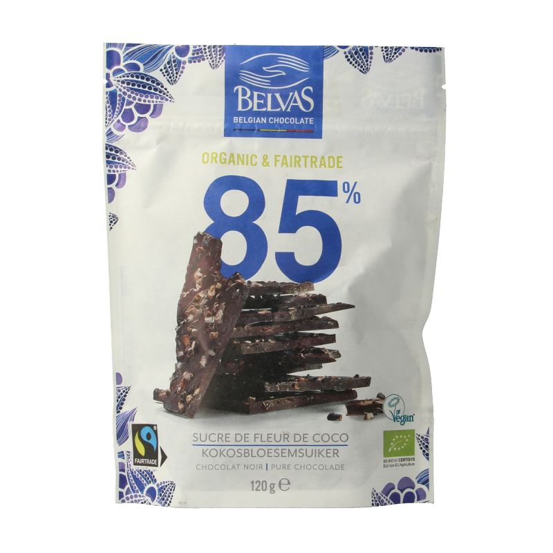 Belvas Thins dark 85% met kokosbloesemsuiker bio 120 Gram