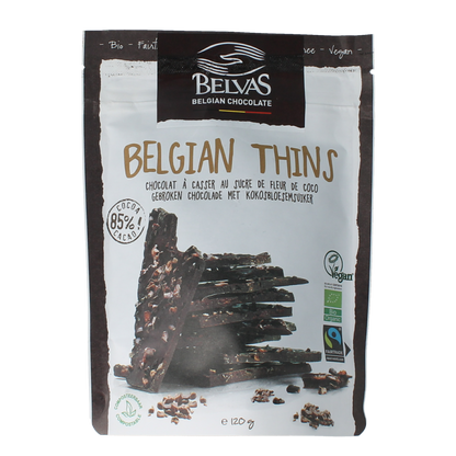 Belvas Thins dark 85% met kokosbloesemsuiker bio 120.00 Gram