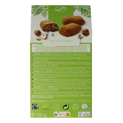 Belvas Hazelnoot praline truffels bio 100 Gram