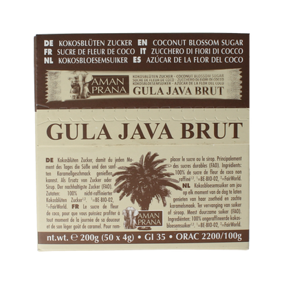 Amanprana Gula java brut stick 50 x 4 gram bio 200 Gram