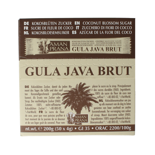 Amanprana Gula java brut stick 50 x 4 gram bio 200 Gram