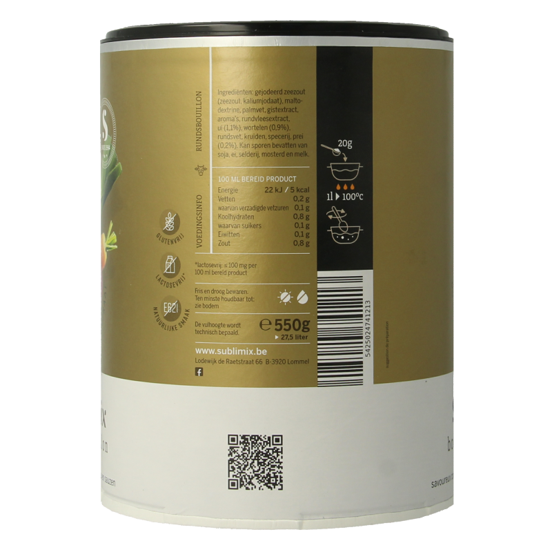 Sublimix Rundvleesbouillon glutenvrij  550 Gram
