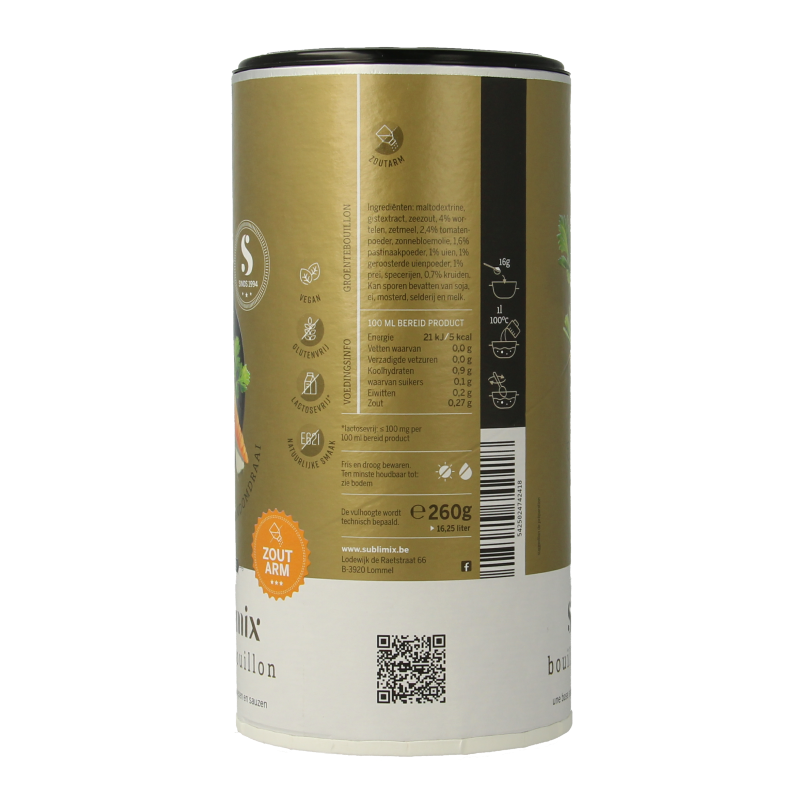 Sublimix Groentebouillon zoutarm glutenvrij 260 Gram