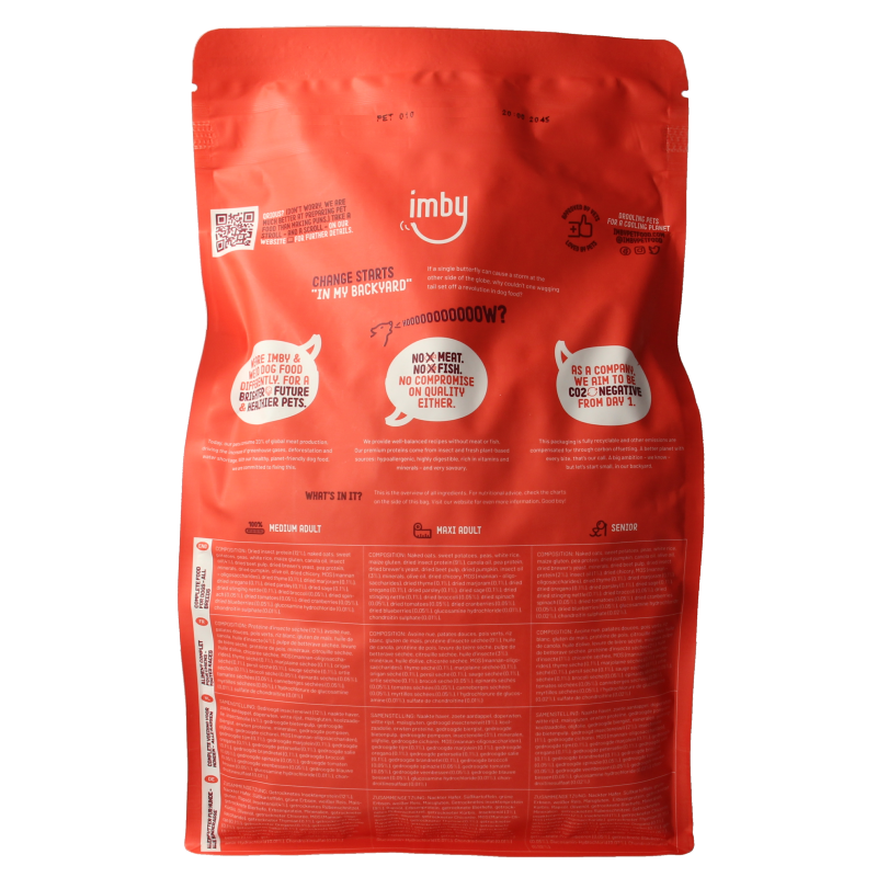 Imby Pet Food  Hondenbrokken insecteneiwitten hond senior 8+ 1500 Gram