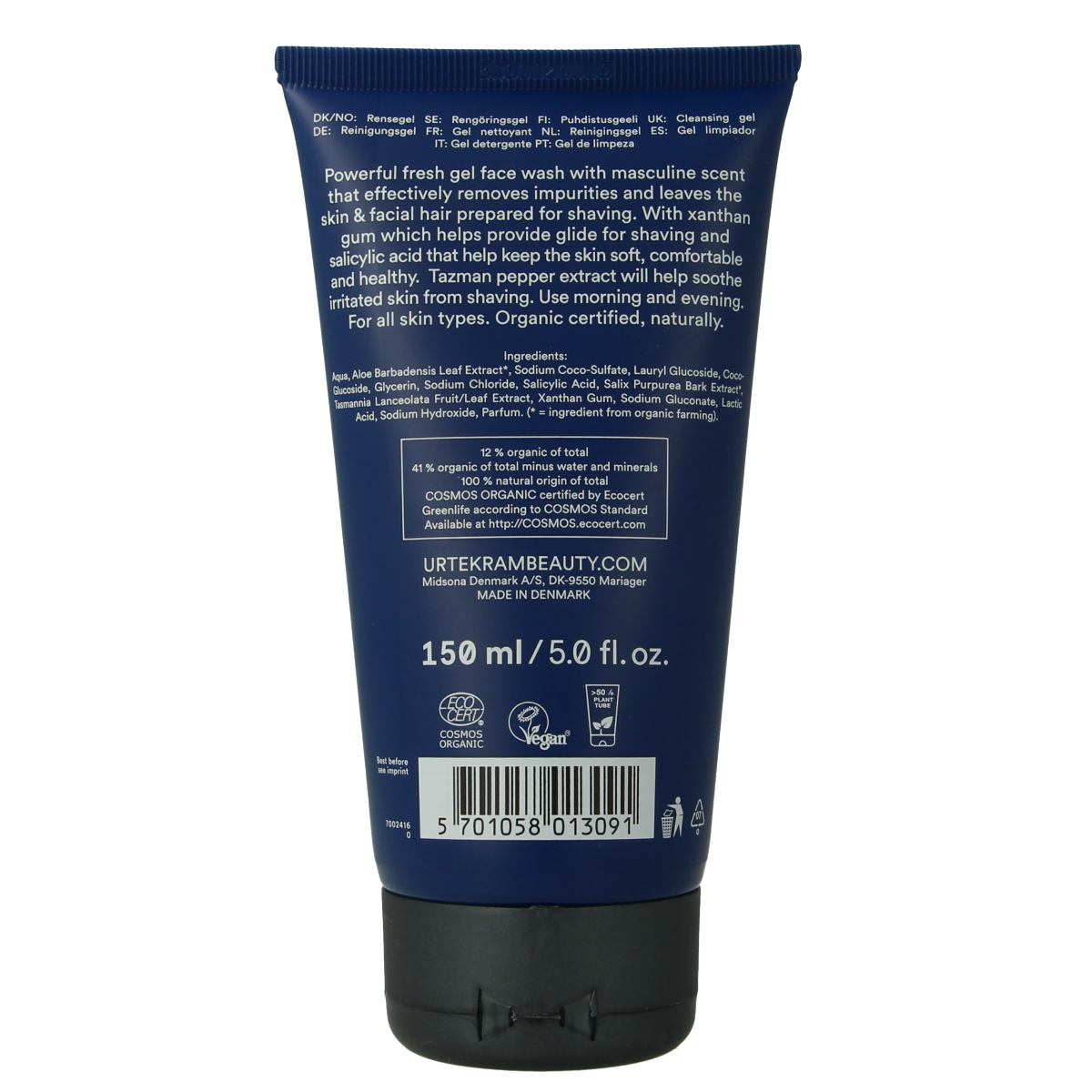 Urtekram Men gezichtswash 150 Milliliter
