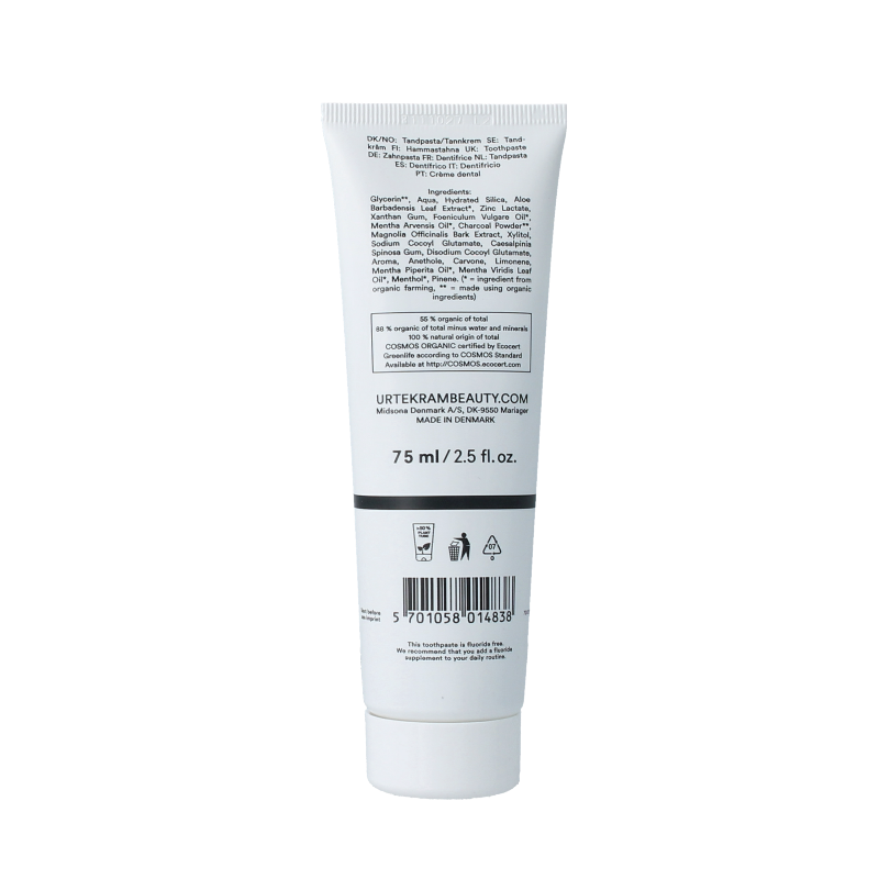 Urtekram Tandpasta actieve kool bio 75 Milliliter