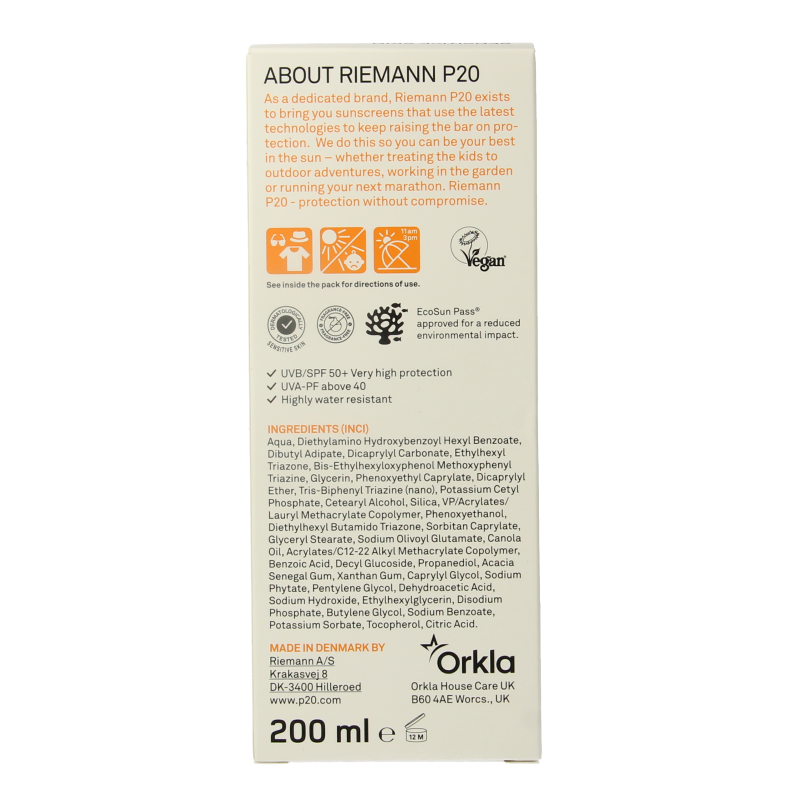 P20 Sensitive lotion SPF50+ 200 Milliliter