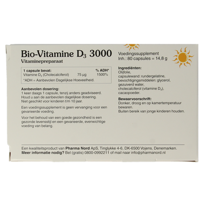 Pharma Nord Bio vitamine D3 75mcg 3000IE 80.00 Capsules