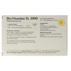 Pharma Nord Bio vitamine D3 25mcg 1000IE 120.00 Capsules