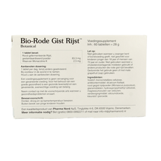 Pharma Nord Bio rode gist rijst 60.00 Tabletten