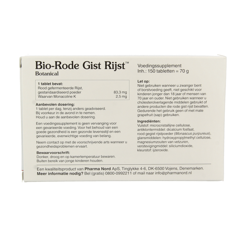 Pharma Nord Bio rode gist rijst 150 Tabletten