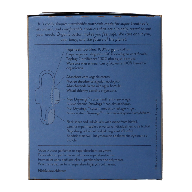 Ginger Organic Maandverband nacht met vleugels 10 Stuks