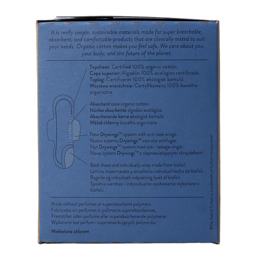 Ginger Organic Maandverband nacht met vleugels 10.00 Stuks