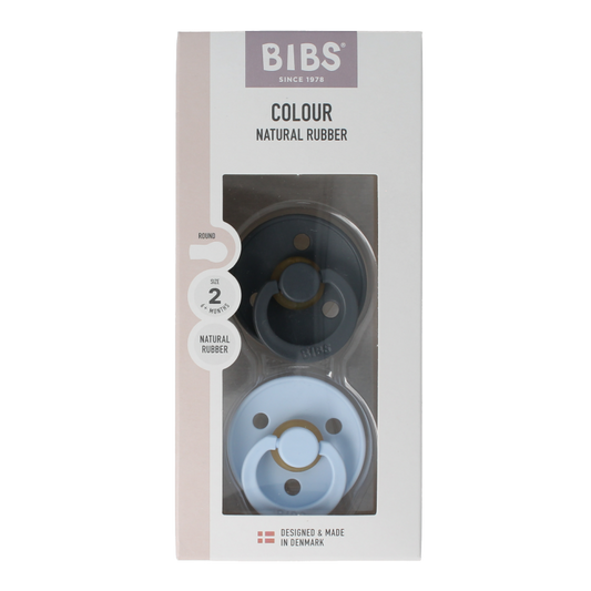 Bibs Fopspeen maat 2 iron / baby blue natural rubber 2 Stuks