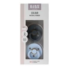 Bibs Fopspeen maat 2 iron / baby blue natural rubber 2 Stuks