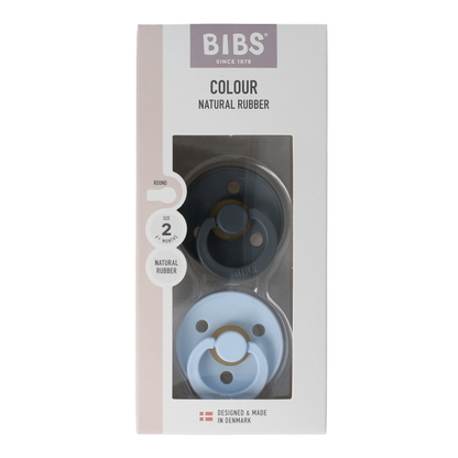 Bibs Fopspeen maat 2 iron / baby blue natural rubber 2 Stuks