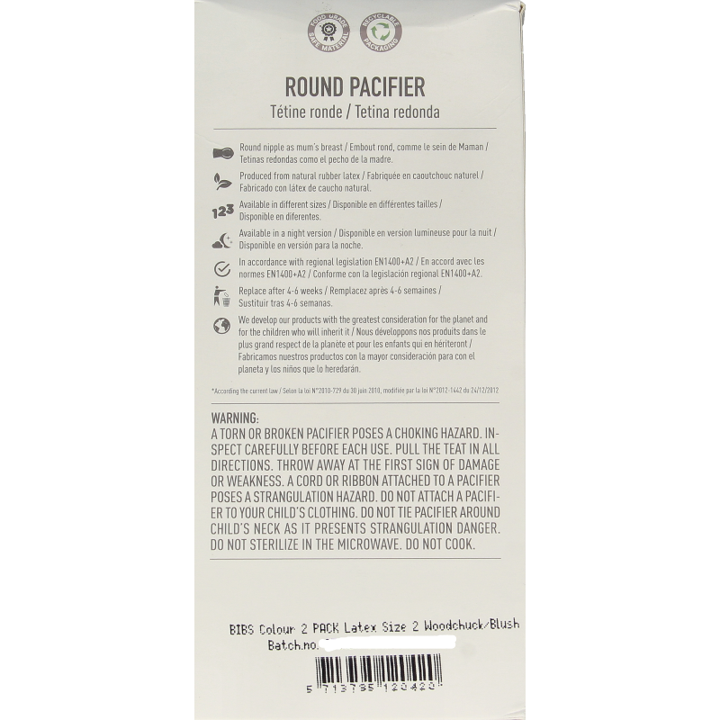 Bibs Fopspeen maat 2 woodchuck/blush 2 pack 2 Stuks