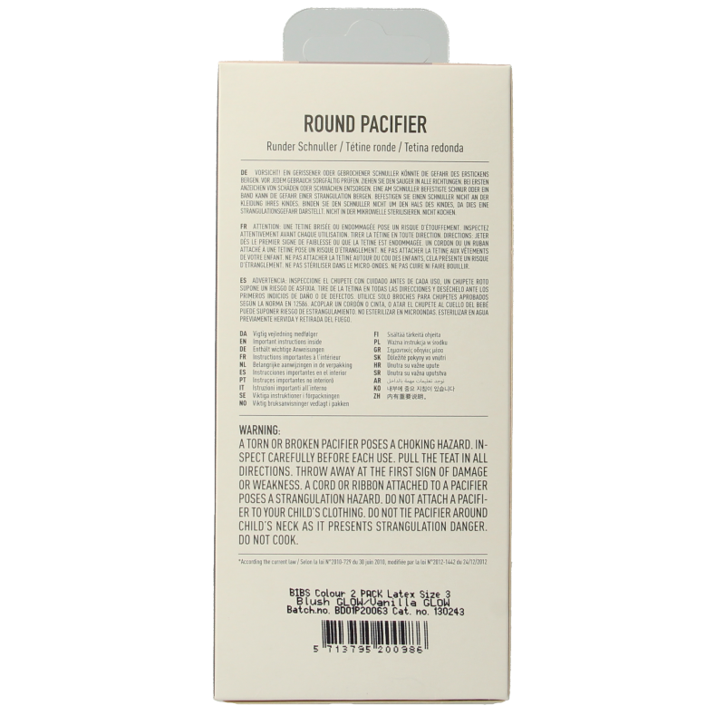 Bibs Fopspeen maat 3 blush vanilla night 2 Stuks