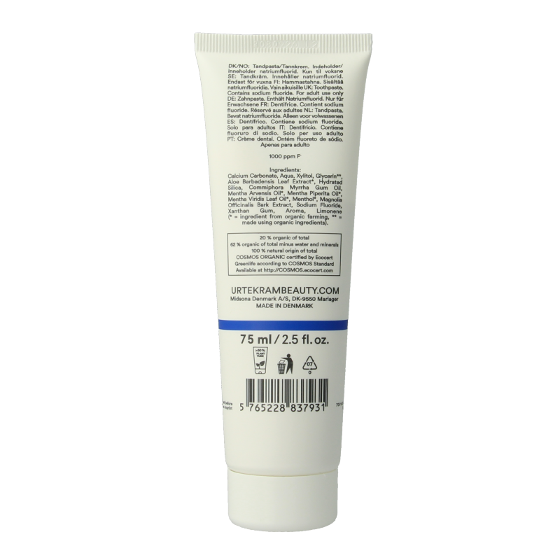 Urtekram Tandpasta mint fluoride 75 Milliliter