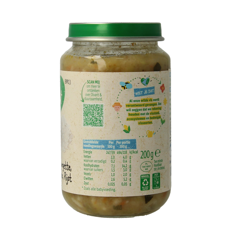 Olvarit Courgette witvis rijst 8M13 200 Gram