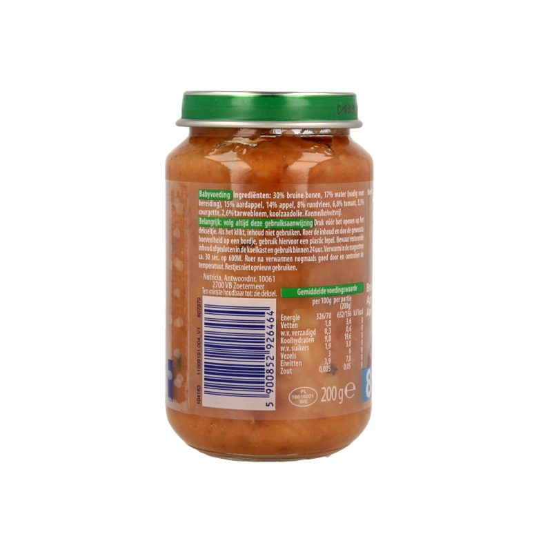 Olvarit Bruine bonen appel rundvlees aardappel 8M00 200 Gram