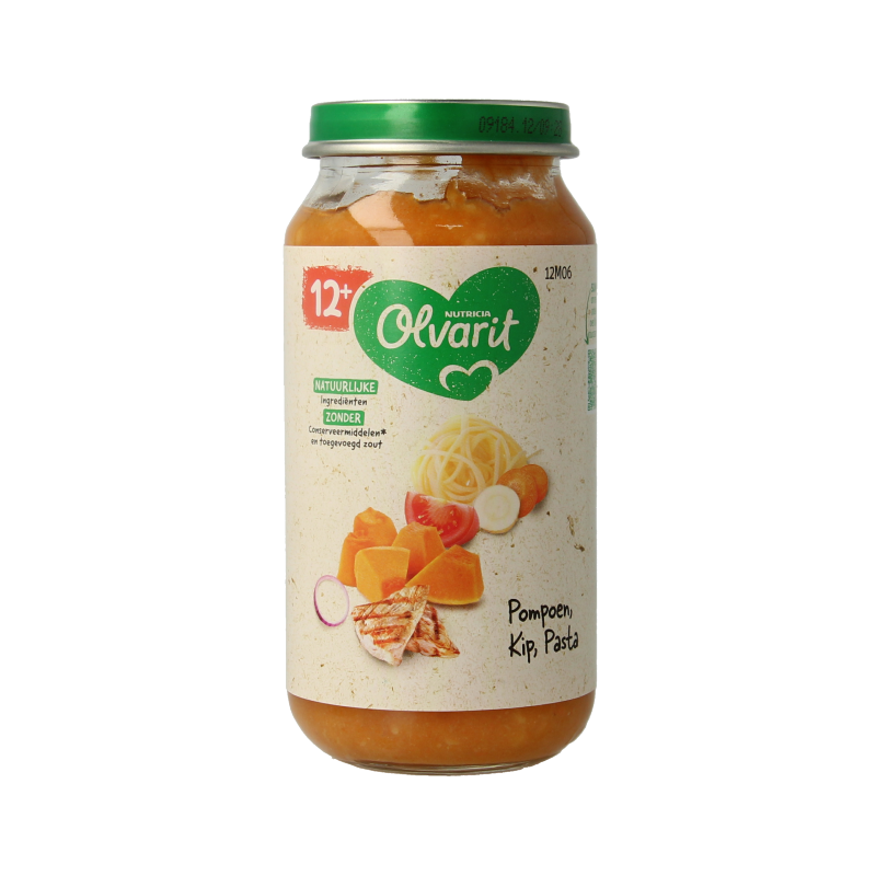 Olvarit Pompoen kip pasta 12M06 250 Gram