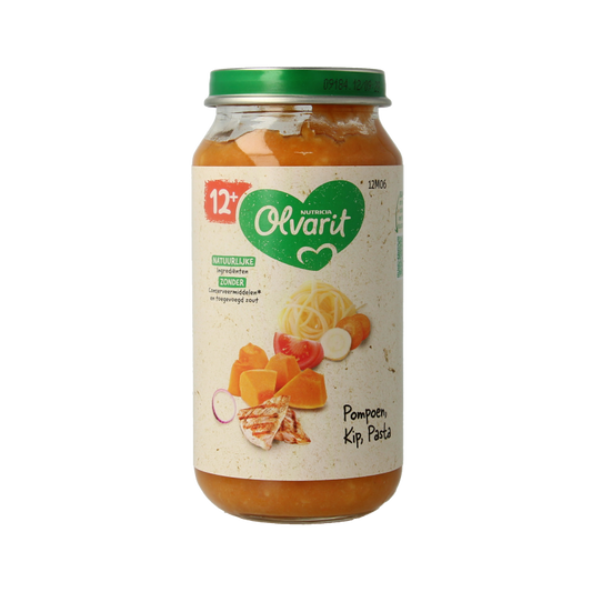 Olvarit Pompoen kip pasta 12M06 250 Gram