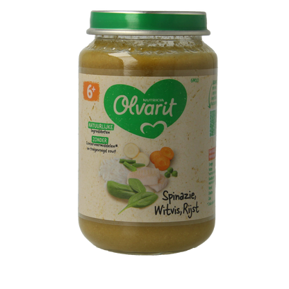 Olvarit Spinazie witvis rijst 6M10 200.00 Gram