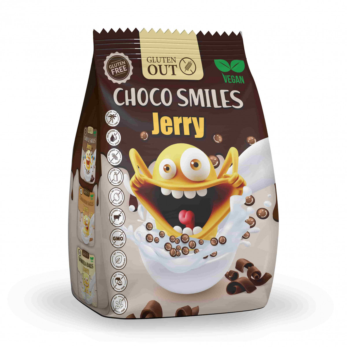 Gluten Out Jerry choco smiles glutenvrij 375 Gram