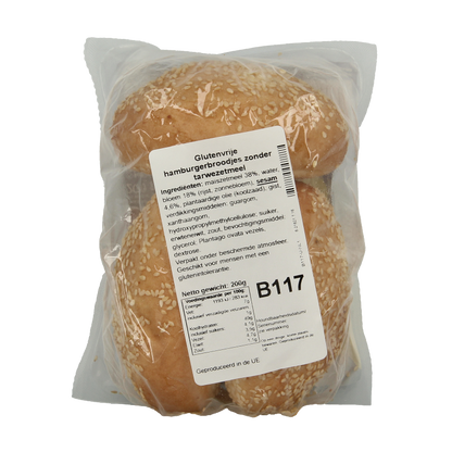 Bezgluten Hamburgerbroodjes glutenvrij  200 Gram