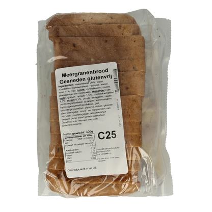 Bezgluten Meergranen brood gesneden glutenvrij 300 Gram