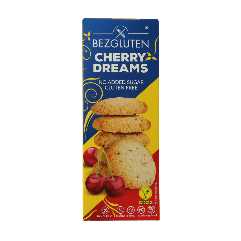 Bezgluten Koekjes kers zonder toegevoegde suiker glutenvrij 110 Gram