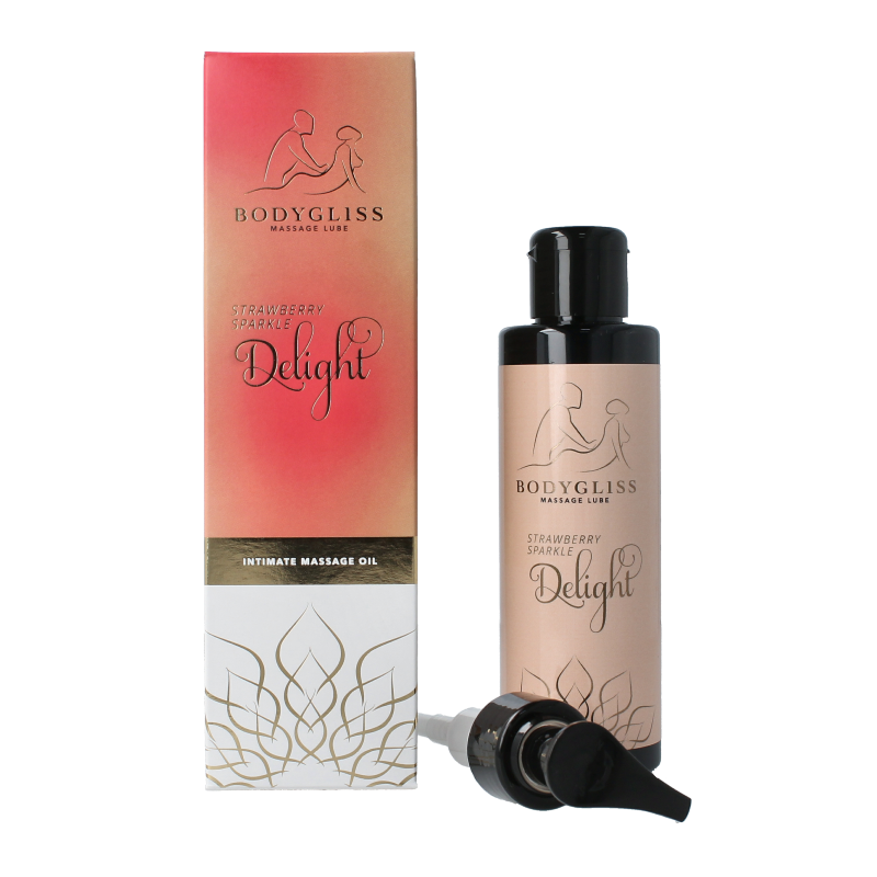Bodygliss Silky soft massageolie champagne strawberry 150 Milliliter