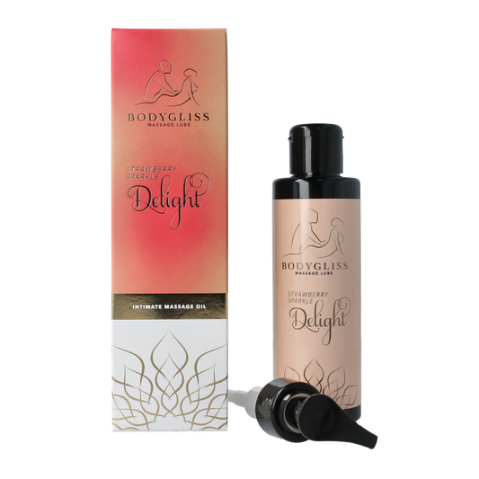 Bodygliss Silky soft massageolie champagne strawberry 150 Milliliter