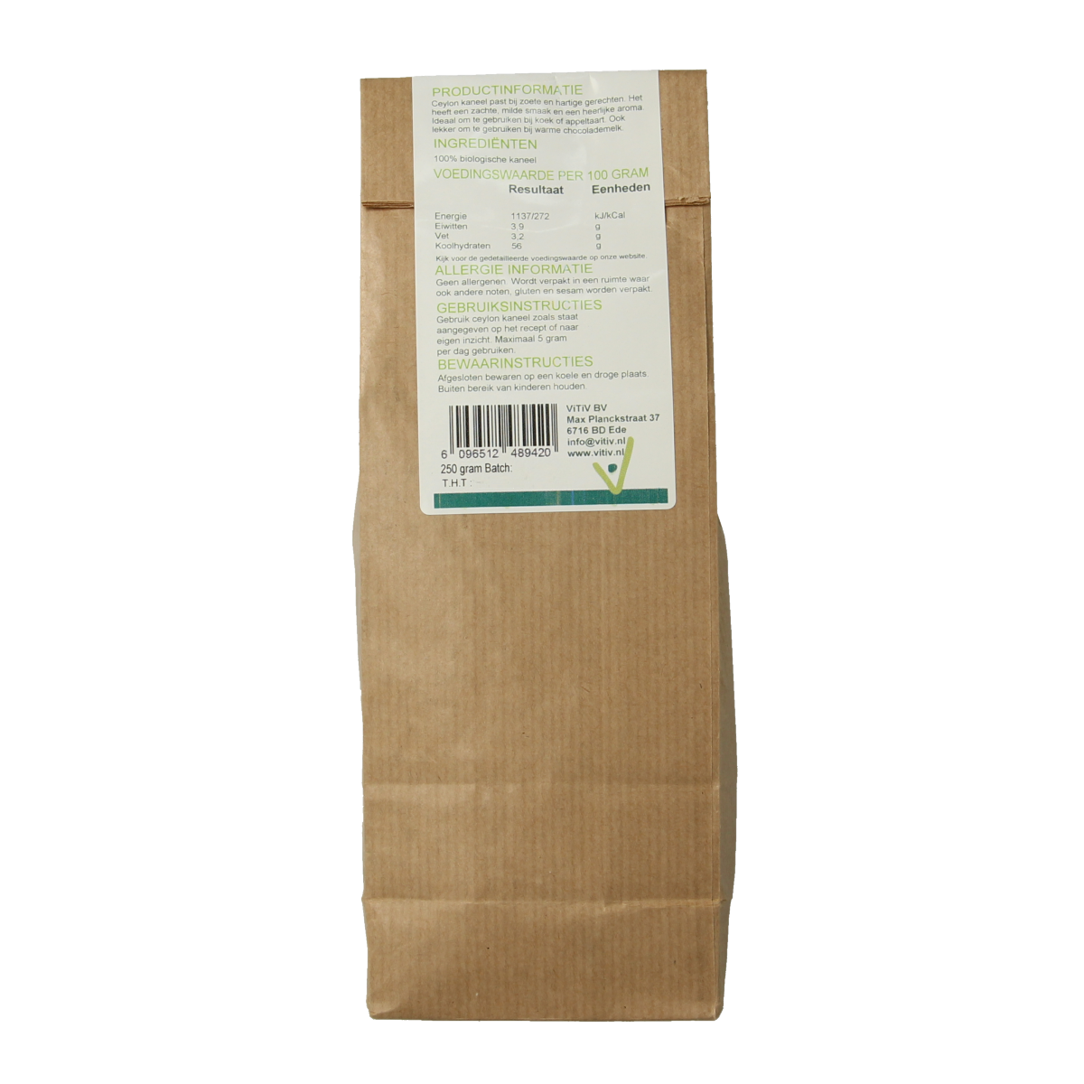 Vitiv Ceylon kaneel bio 250 Gram