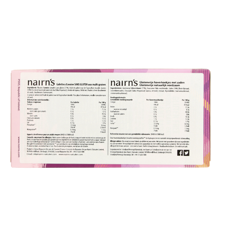 Nairns Oatcakes super seeded 180 Gram